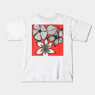 Inktober Red Florals Kids T-Shirt